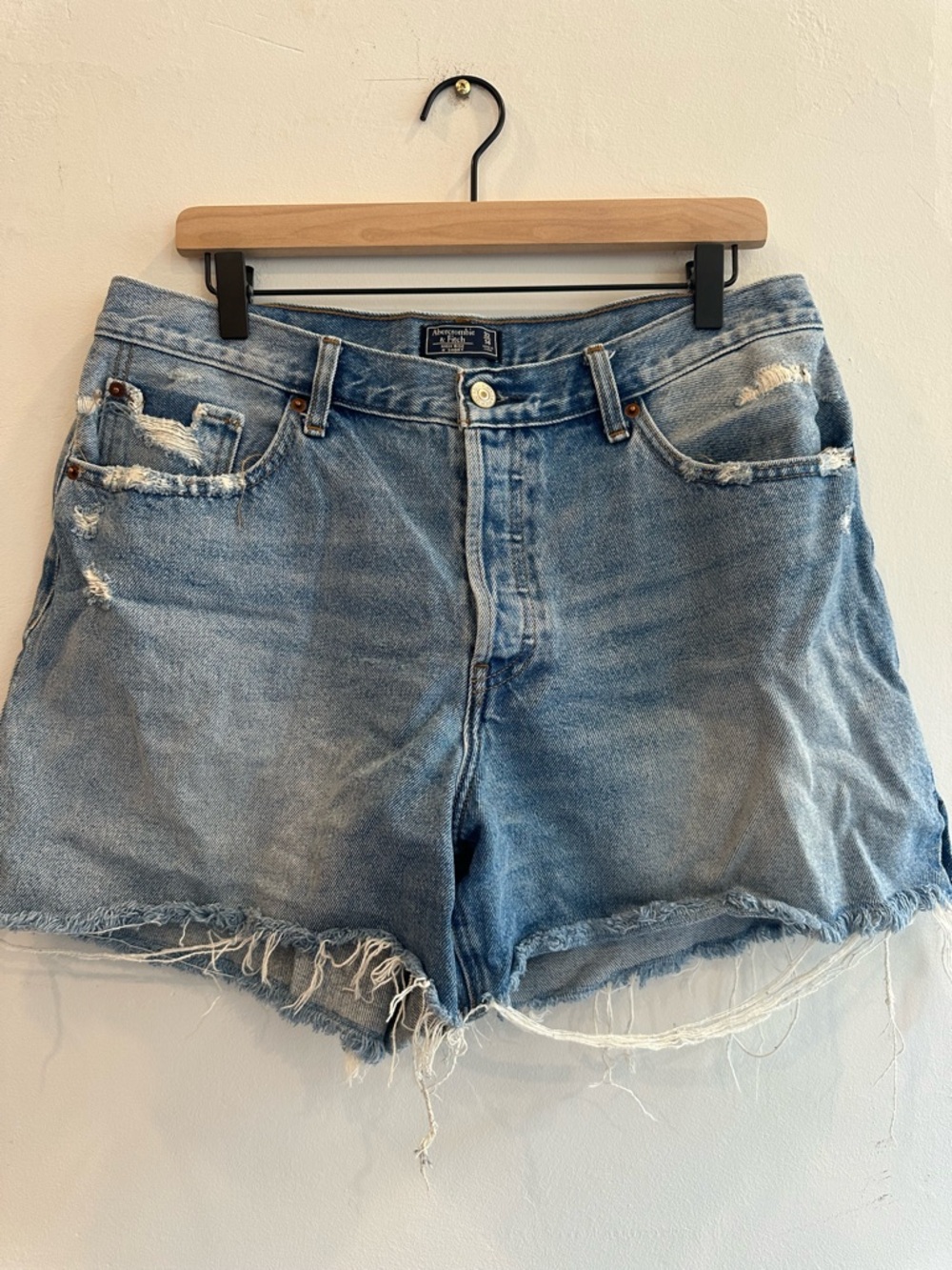 Abercrombie & Fitch Light Blue Distressed Denim Cutoff Shorts